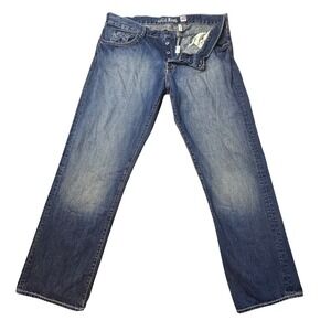 Guess Jeans Men 40x33 Blue Rebel Low Rise Straight Leg Button Fly Denim M7148117